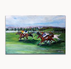 Horse RacingSize: 32 x 45 x 0.5 in.Medium used: Acrylic