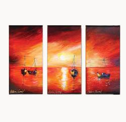 Golden Sunset 3 pieces,Size: each  5 x 10 x 1.5 in. Oil